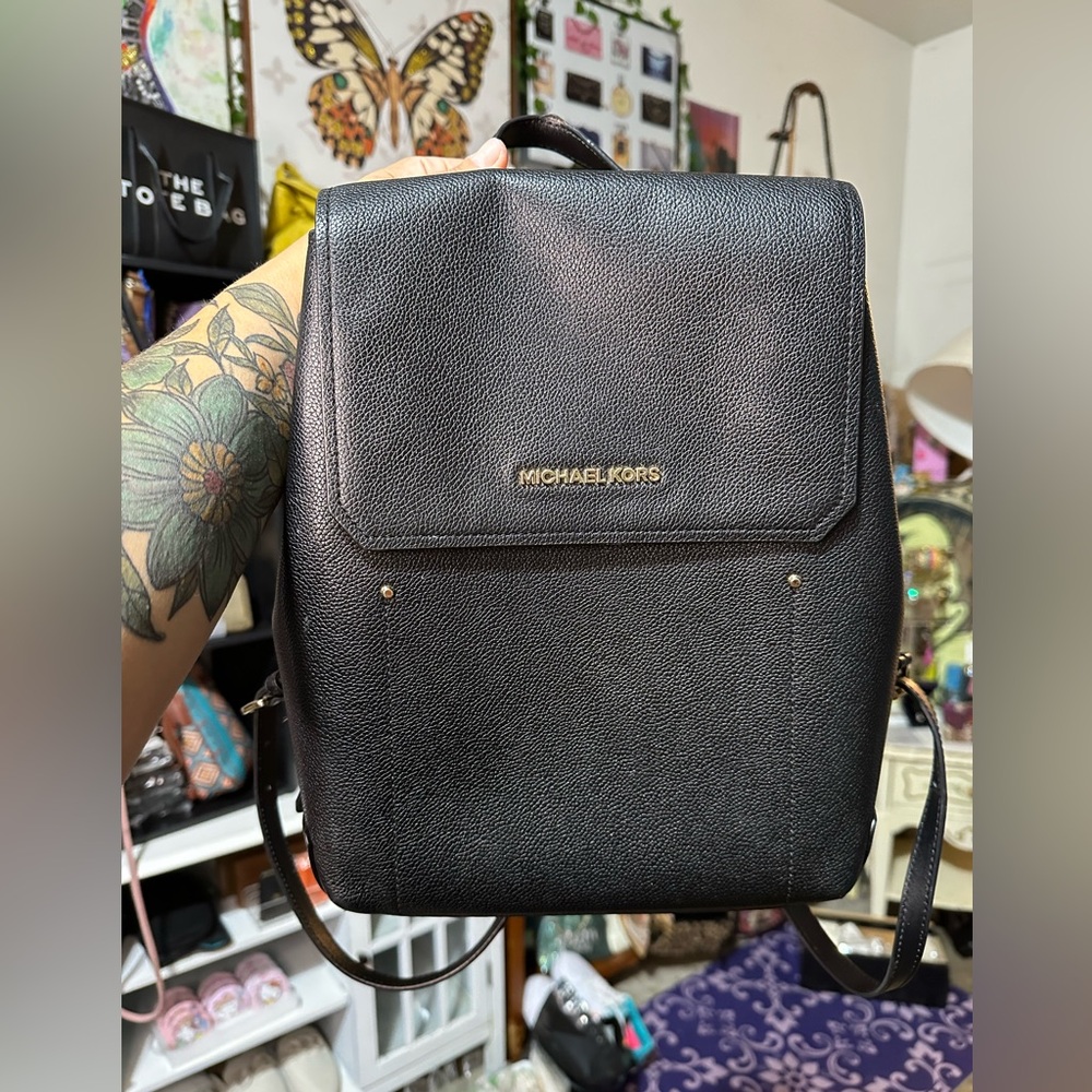Rehab—Michael Kors Black Leather Backpack